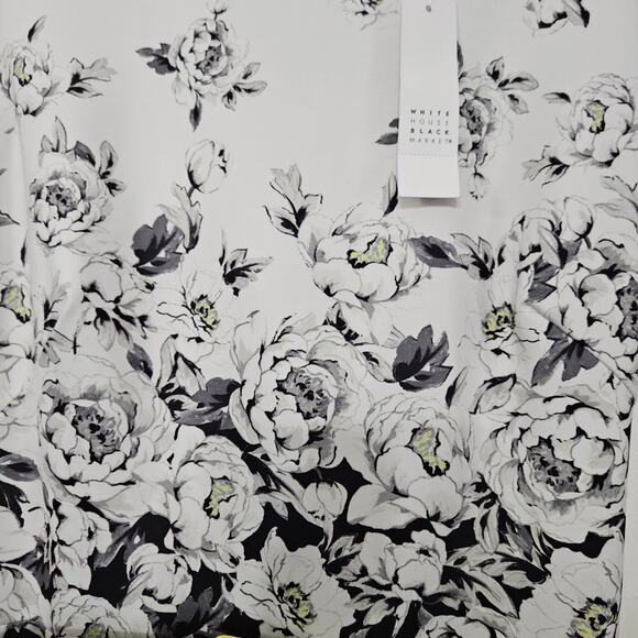 NWT White House Black Market Scuba Dress Size 10 Medium White Floral Sleeveless - Picture 9 of 10